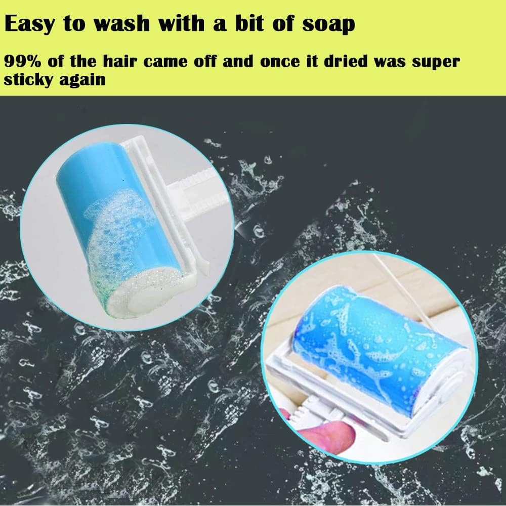 Washable Reusable Lint Roller 3 Pack, Portable Travel Sticky Dog Cat Hair Remover Cleaner with