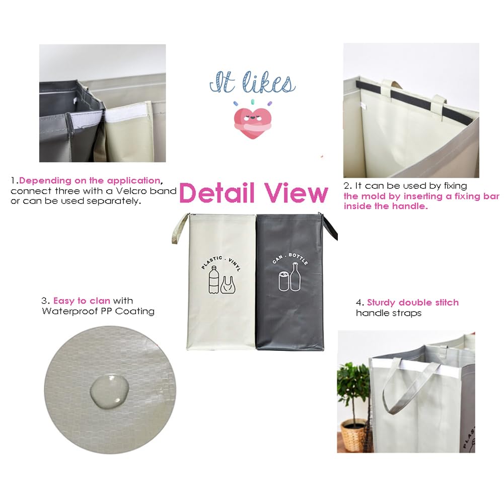 Separate Recycling Waste Bin Bags for Kitchen Home Recycle Garbage Trash Sorting Bins Organizer