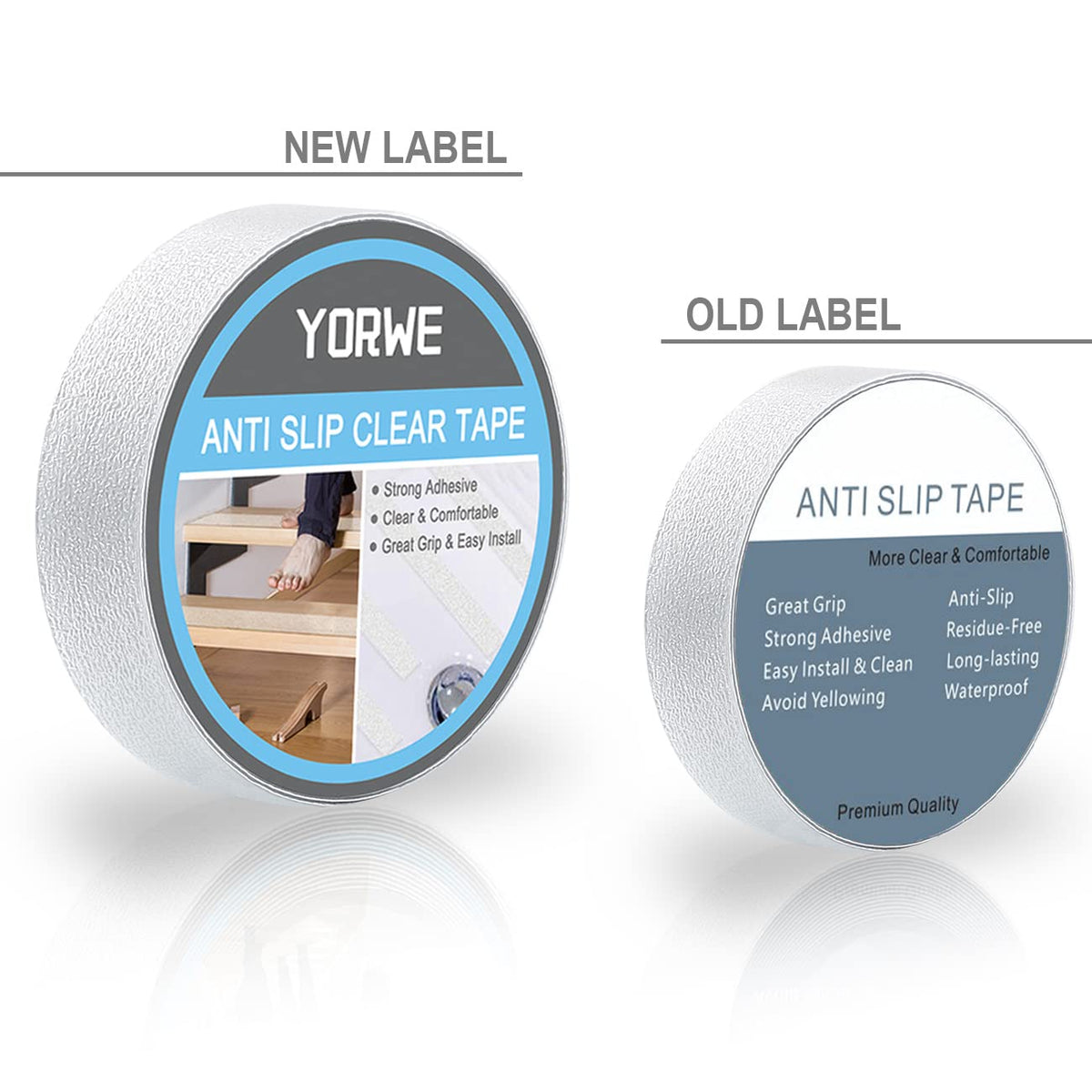 Anti Slip Tape Transparent, More Clear and Comfortable Safety Track Tape (1" Width x 190" Long