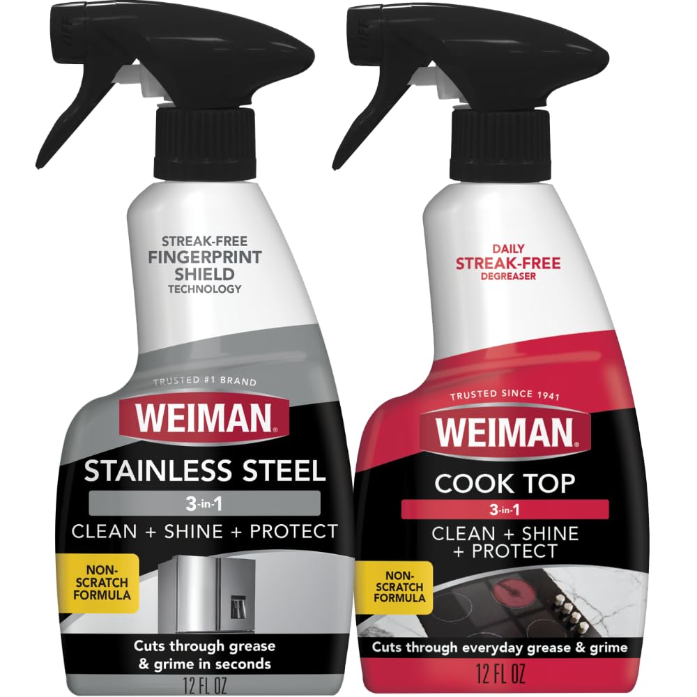 Weiman Stainless Steel Cleaner & Polisher and Daily Cooktop Cleaner Bundle