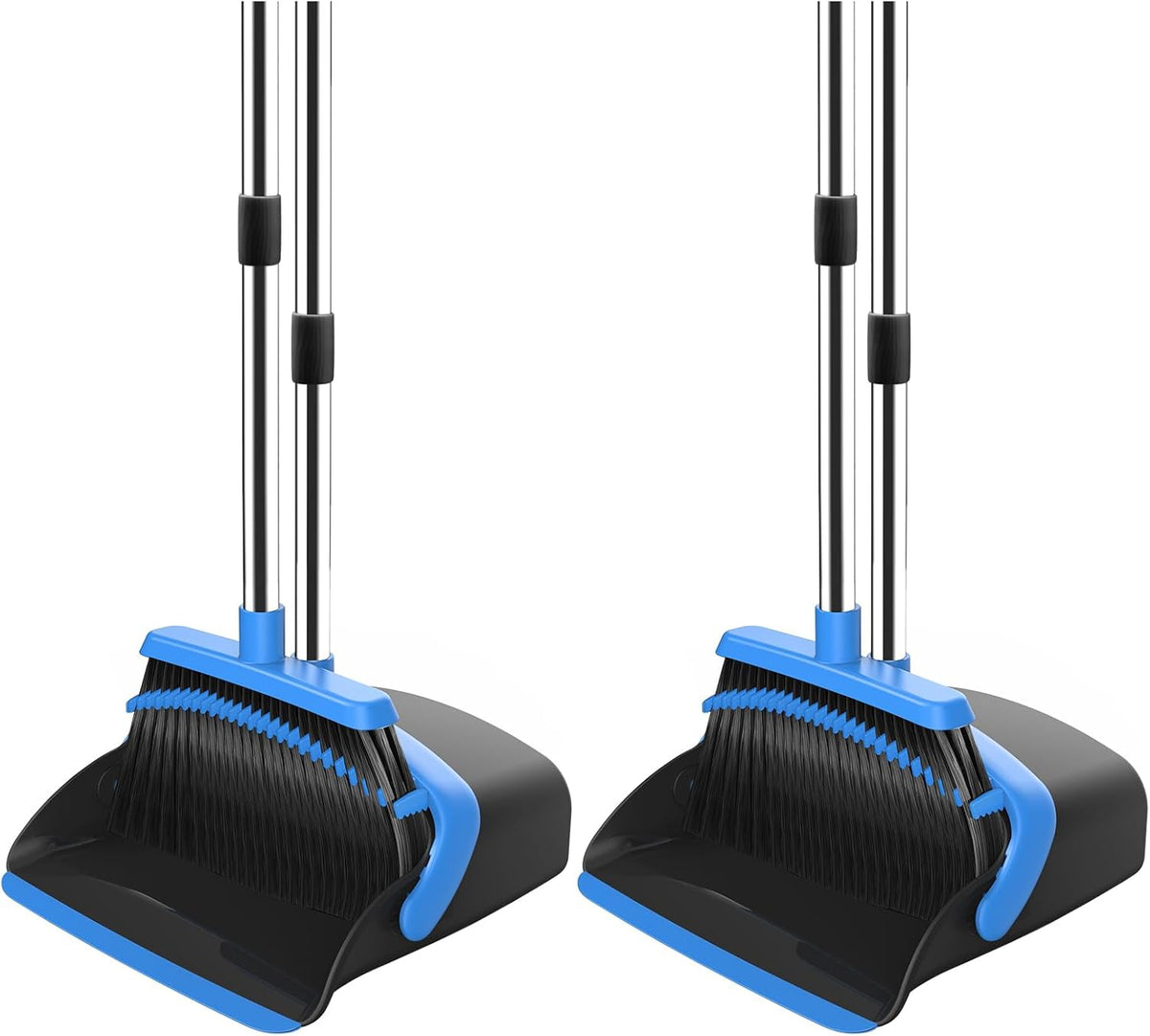 NACENA Broom and Dustpan Set, 52-in Long Adjustable Handle Broom Dustpan Combo with Dustpan Teeth