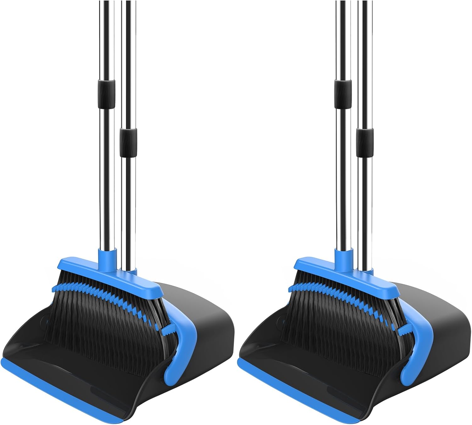 NACENA Broom and Dustpan Set, 52-in Long Adjustable Handle Broom Dustpan Combo with Dustpan Teeth