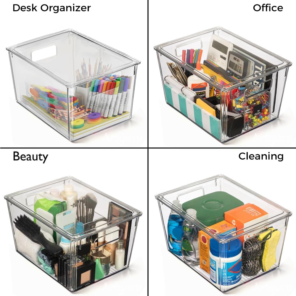 ClearSpace Plastic Storage Bins with Lids X-Large – Perfect Kitchen Organization, Desk Organizer or