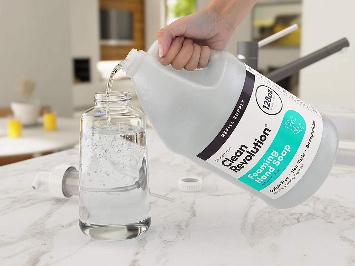 Clean Revolution Foaming Hand Soap Refill Supply Container, Ready to Use Formula, Spring Air