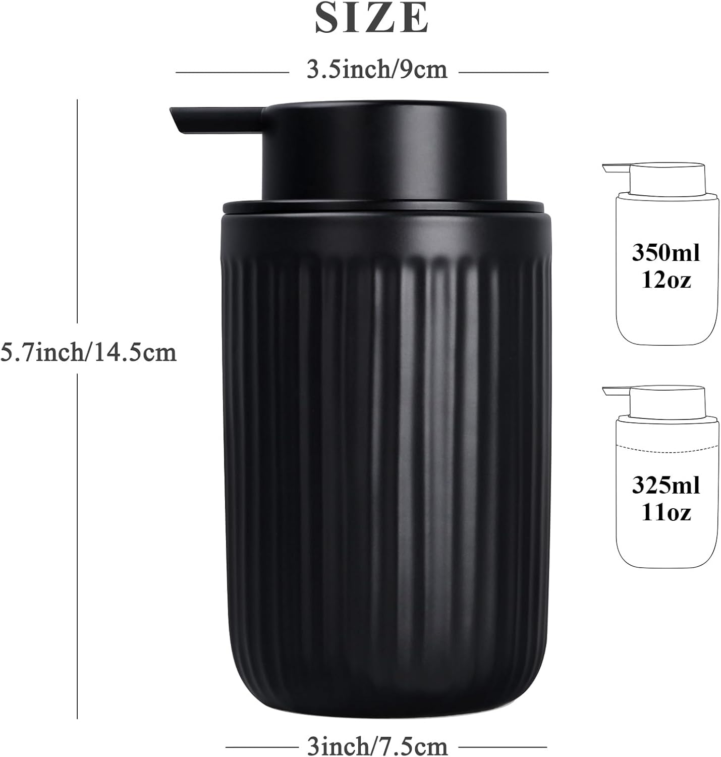 BosilunLife Foam Hand Soap Dispenser - Ceramic Black Foaming Soap Dispenser for Bathroom 12oz