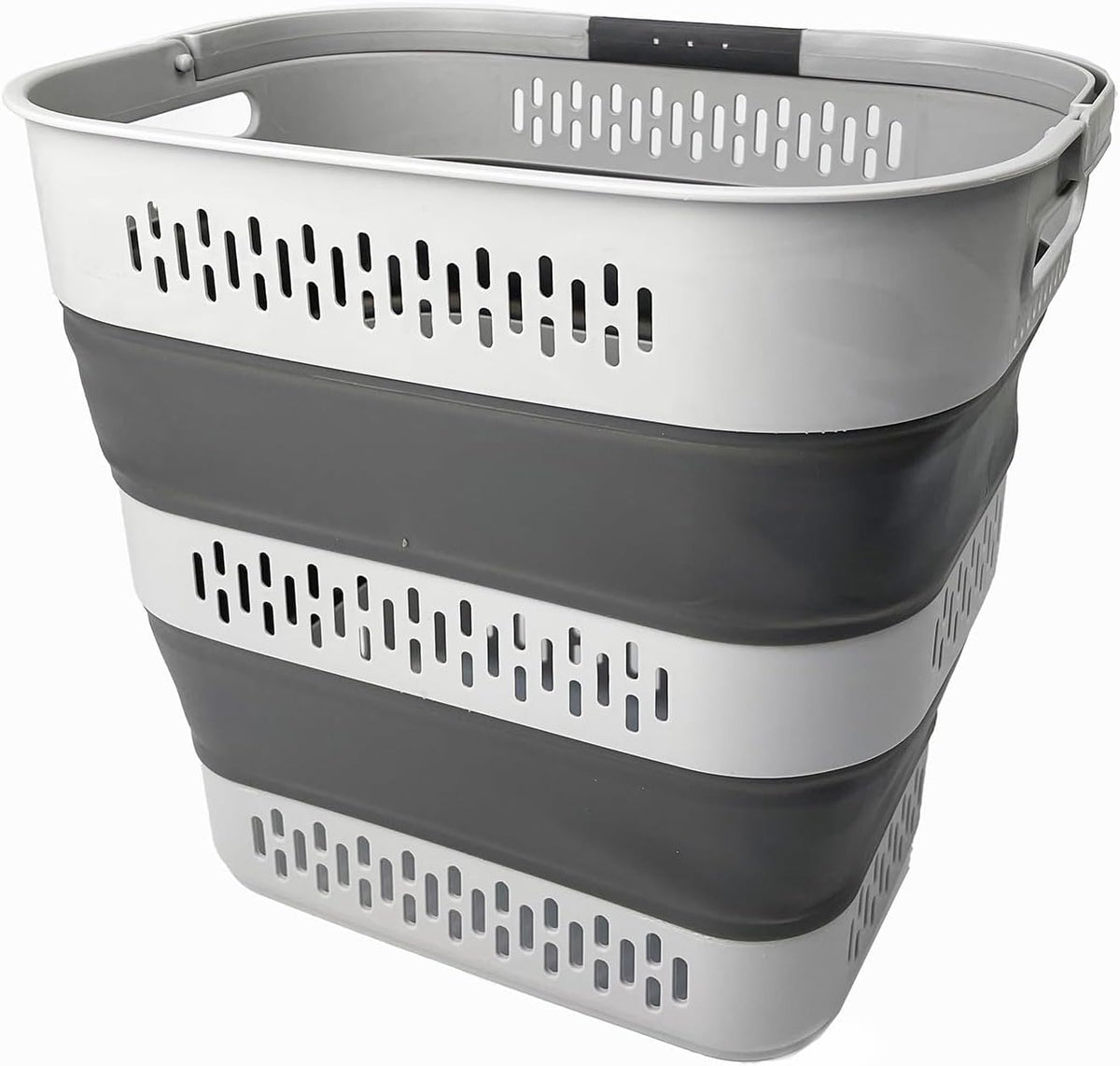 SAMMART 40L (10.5 Gallon) Collapsible Plastic Laundry Basket with Handles - Foldable Pop Up Storage
