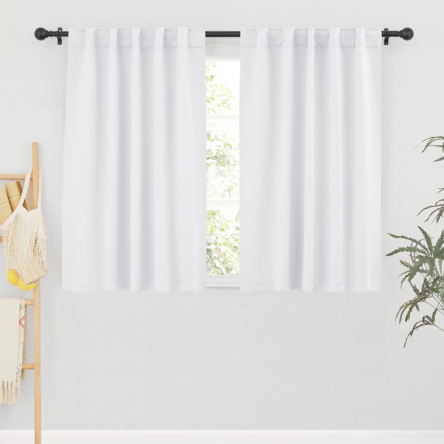 RYB HOME White Curtains Drapes - Room Darkening Window Curtains Thermal Insulated Bedroom Half