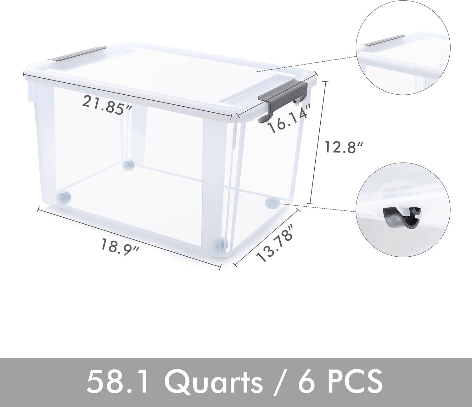 Citylife 6 Packs 58.1 QT Plastic Storage Bins with Lids Large Stackable Storage Containers for