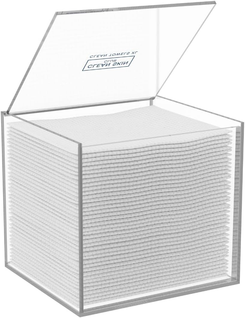 CLEAN SKIN CLUB Clear Acrylic Box for Clean Towels XL (NOT Included), Container For 50 Disposable