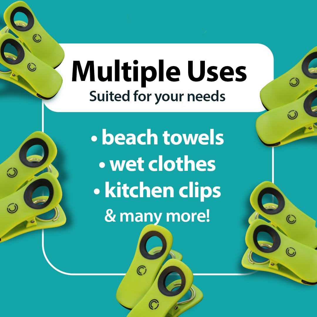 CoreClips Towel Clips for Beach Chairs - Set of 4 Pool Towel Holder Clips for Lounge Chairs on