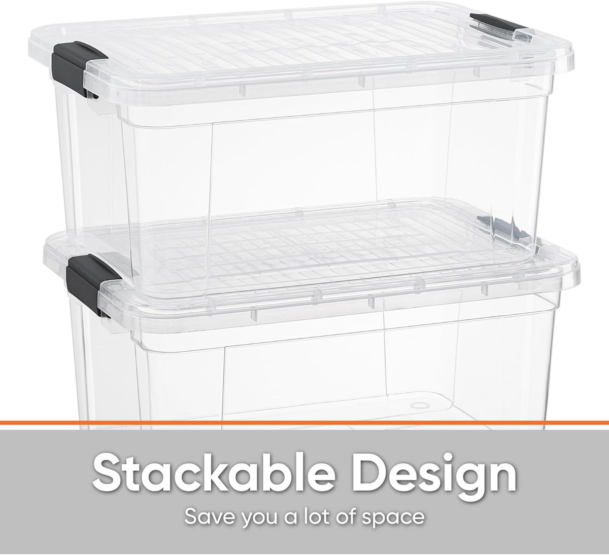 Superio Clear Storage Boxes with Lids, 20 Quart Plastic Container Bins for Organizing, Stackable