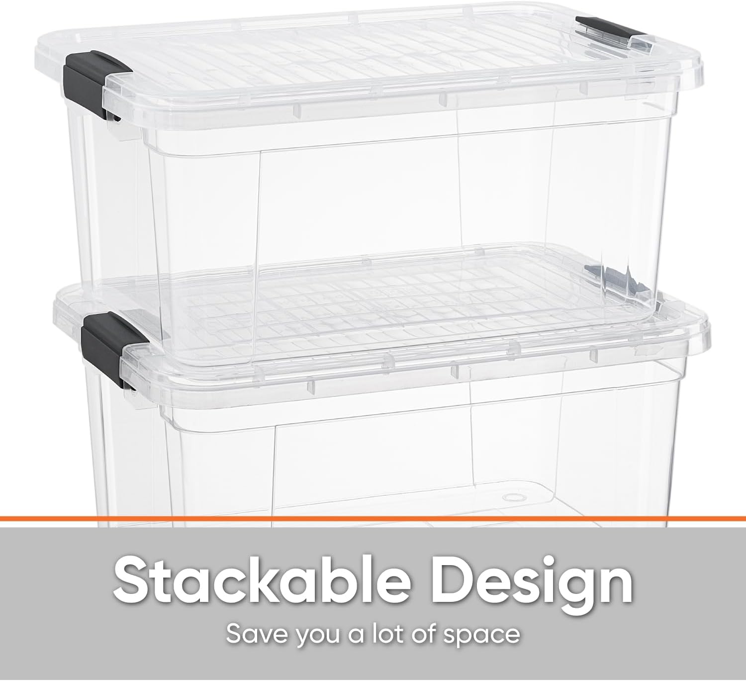 Superio Clear Storage Boxes with Lids, 20 Quart Plastic Container Bins for Organizing, Stackable