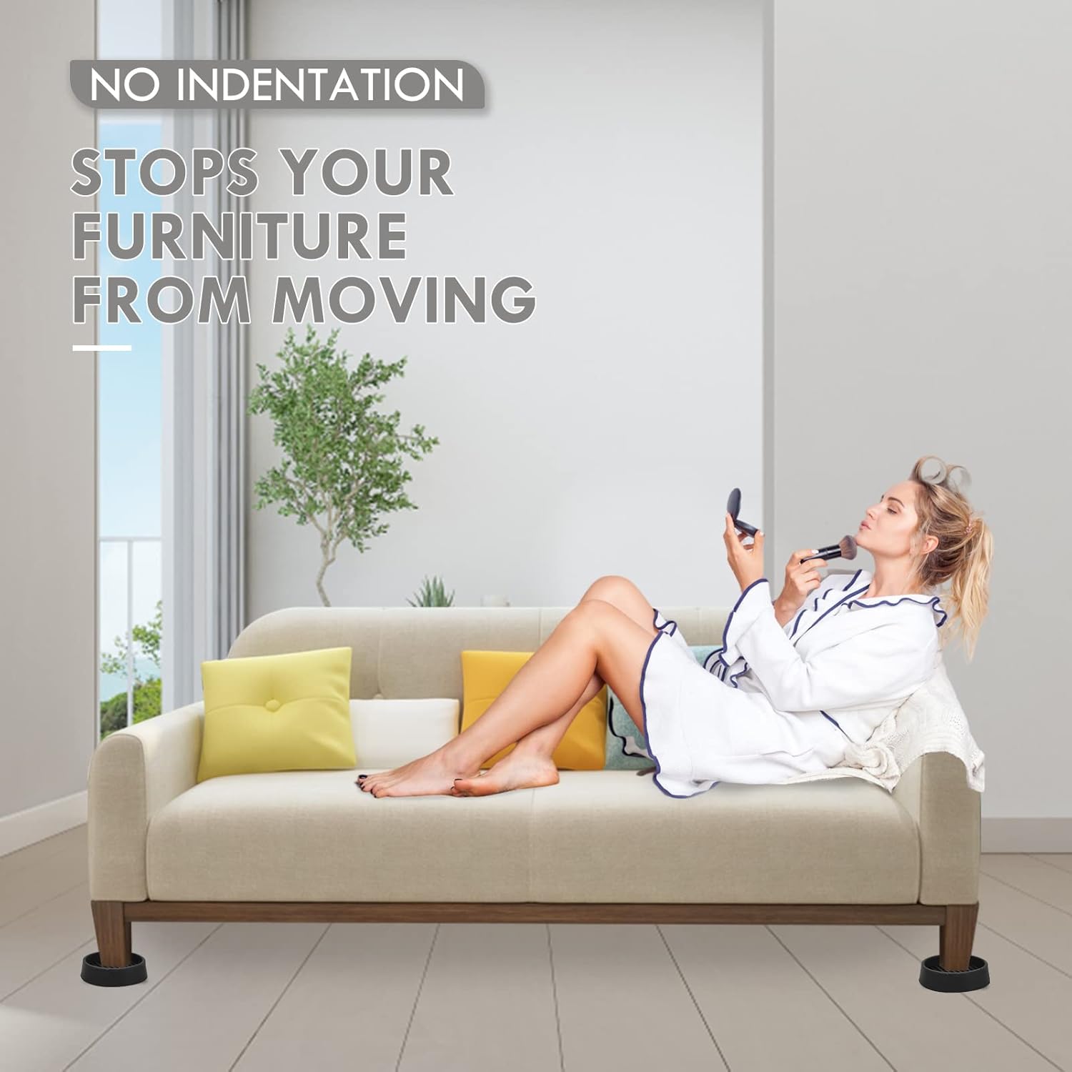 2X2 Round Rubber Caster Cups, Non Slip Furniture Pads, Anti-Slip Gripper, Anti Skid Furniture Feet