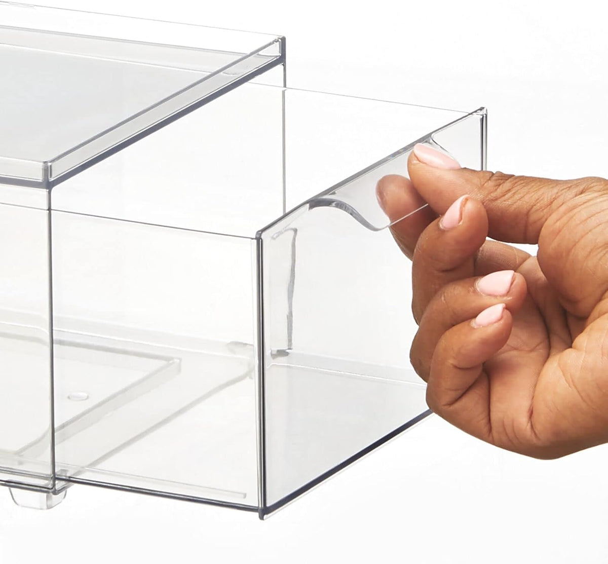mDesign Stackable Storage Containers Box with Pull-Out Drawer - Stacking Plastic Drawers Bins for
