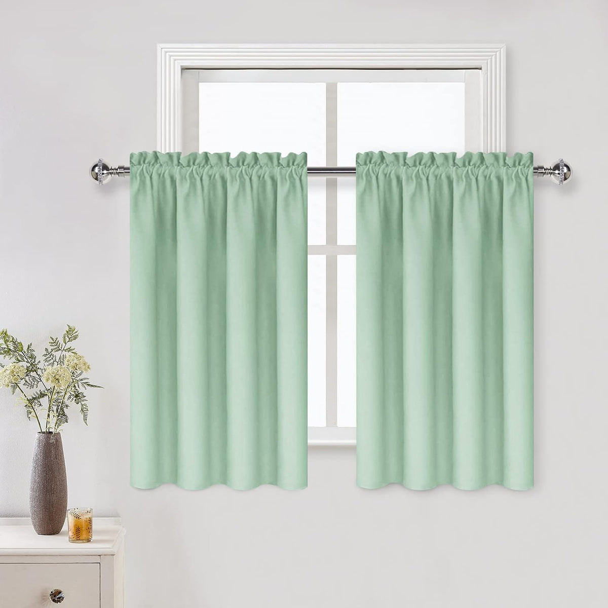 DWCN Thermal Short Blackout Curtains for Bedroom/Kitchen, Energy Saving Room Darkening Curtains for