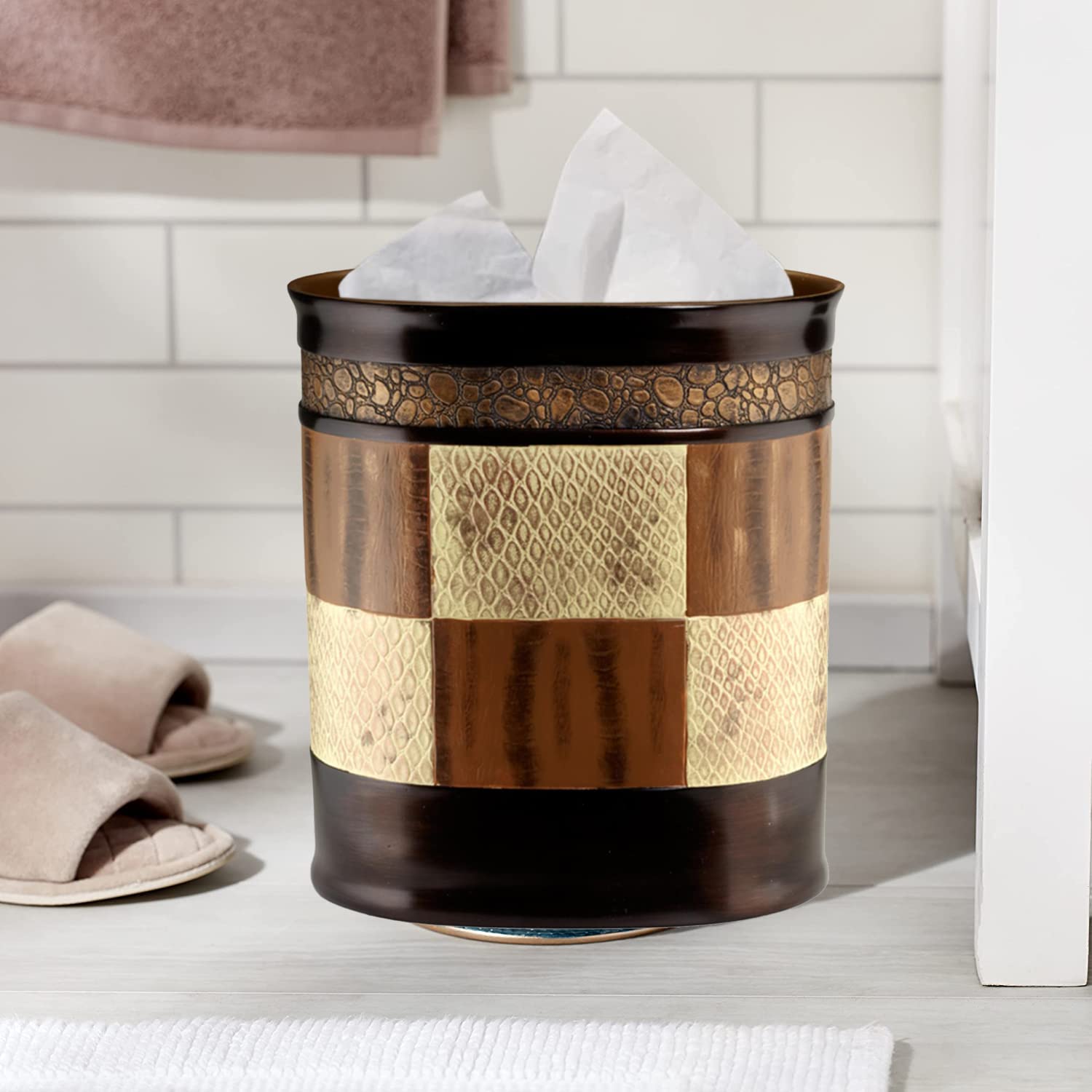 Decorative Trash Can for Bathroom, Office & Bedroom - 2.1 Gallons Stylish & Small Trash Can for