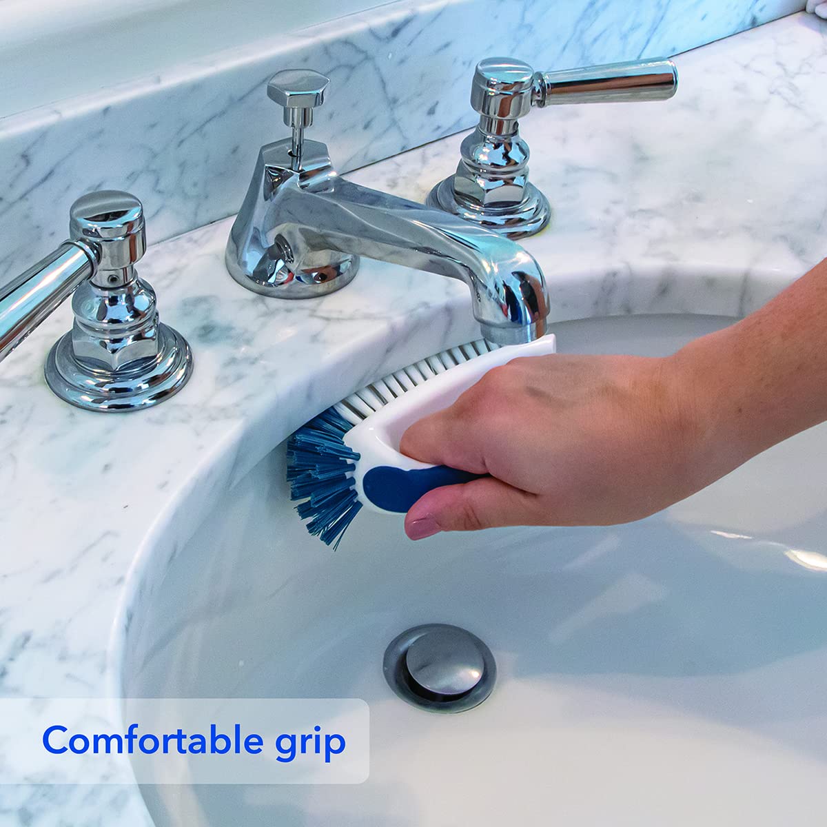 Unger Multi-Purpose Counter and Fixture Scrub Brush, Non-Slip Small Household Cleaning Supplies