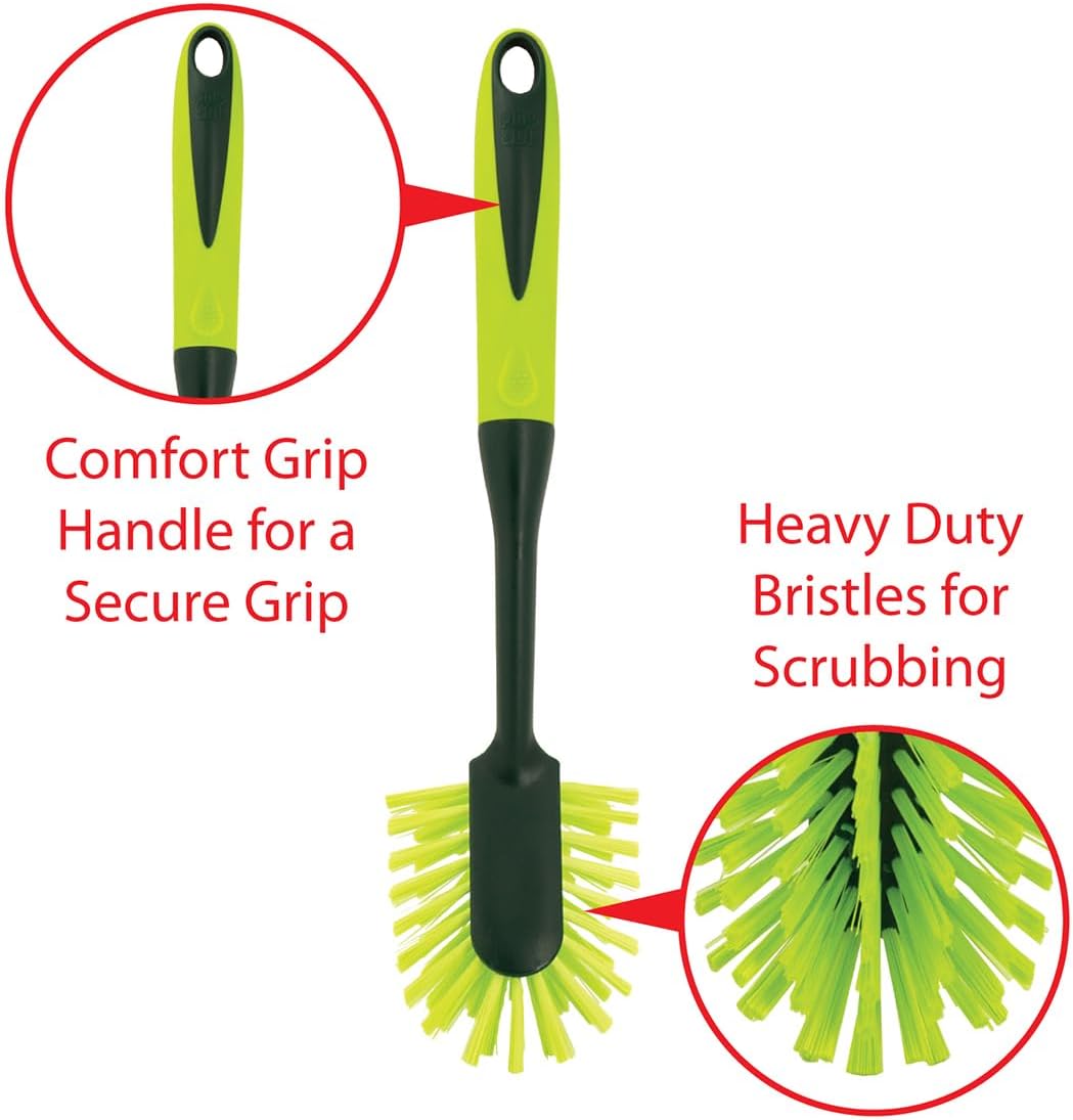 Pine-Sol Scrub Brush Set - Long Handle Cleaning Brushes with Heavy Duty Bristles and Comfort Grip