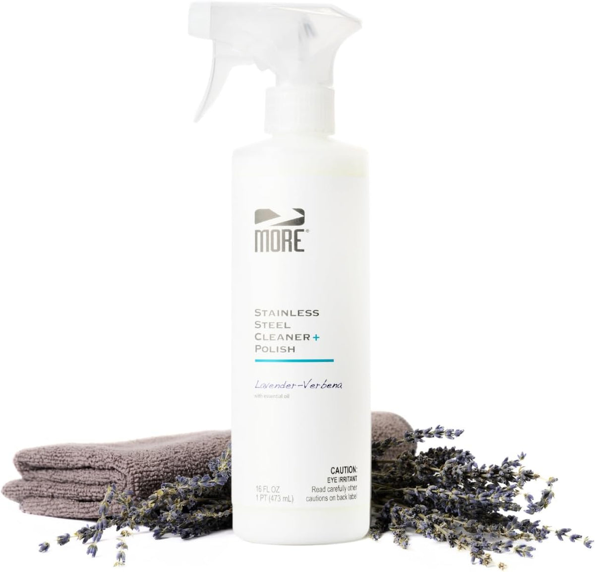 MORE - Stainless Steel Cleaner & Polish Spray + Microfiber Cloth - Stainless Steel Cleaner for