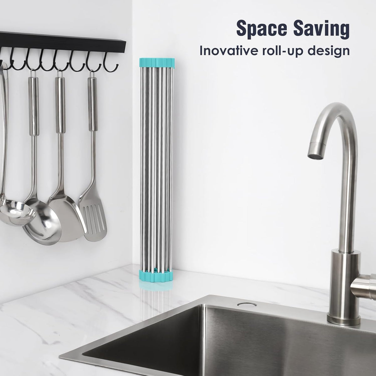 Tomorotec 21" x 15.5" Roll Up Dish Drying Rack Over Sink Drying Rack Sink Cover Kitchen Sink