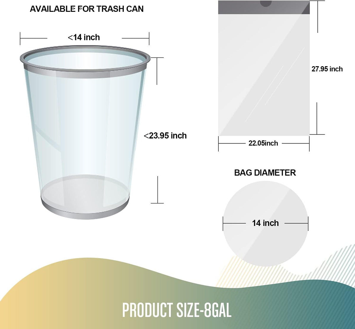 FORID Medium Drawstring Trash Bags - Plastic Garbage Bags 8 Gallon (30 Liter) White Disposable Can