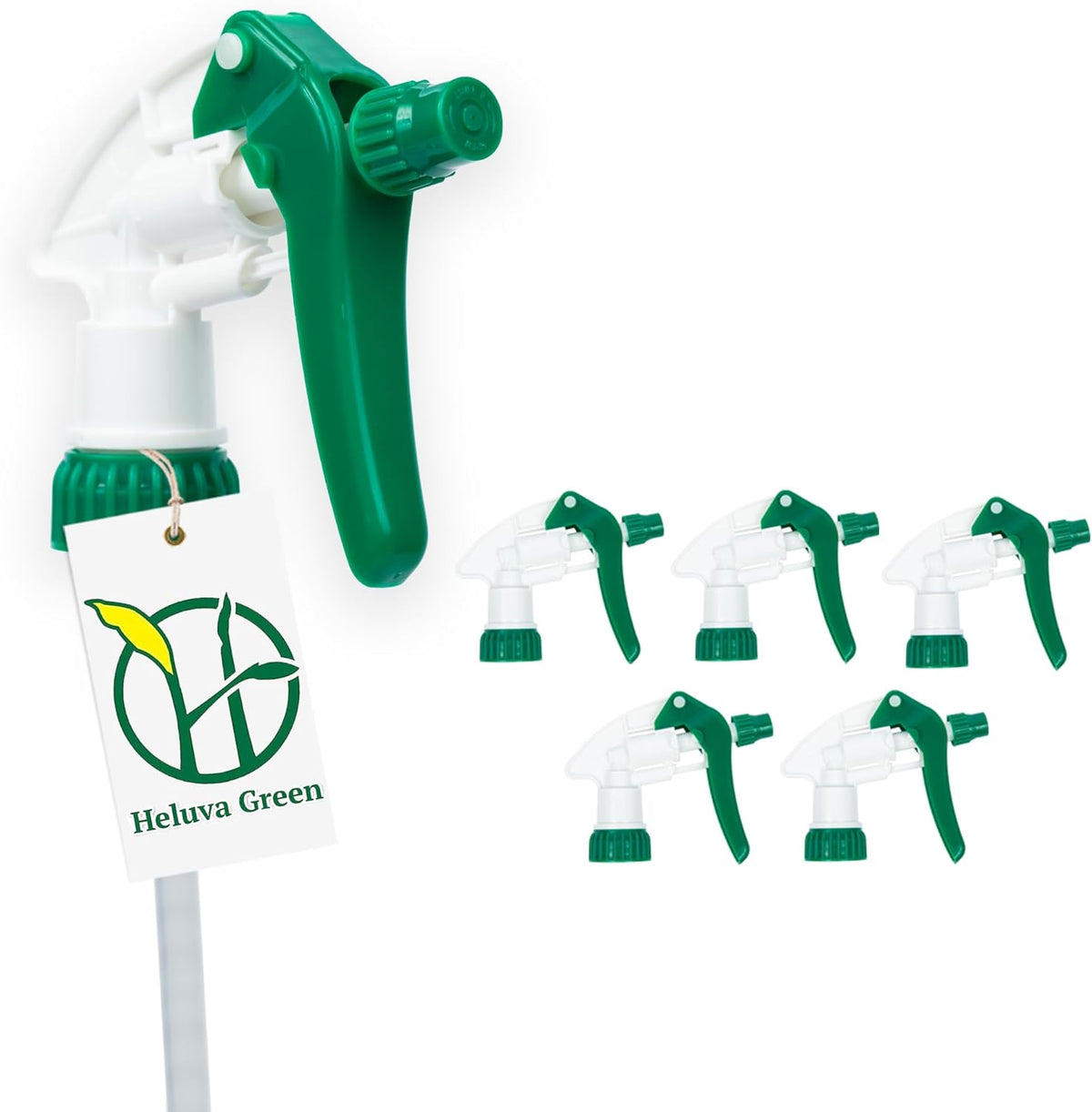 Heluva Green Spray Bottle Nozzle Replacement, Bottle Tops Only - Sprayer Nozzle Triggers for Heavy