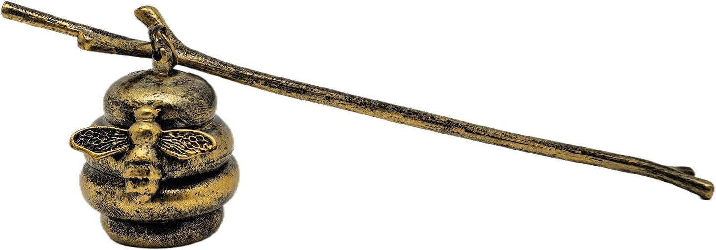 AIM & GGKK Vintage Bronze Beehive Candle Snuffer Extinguisher - Long Handle for Safe Flame Out