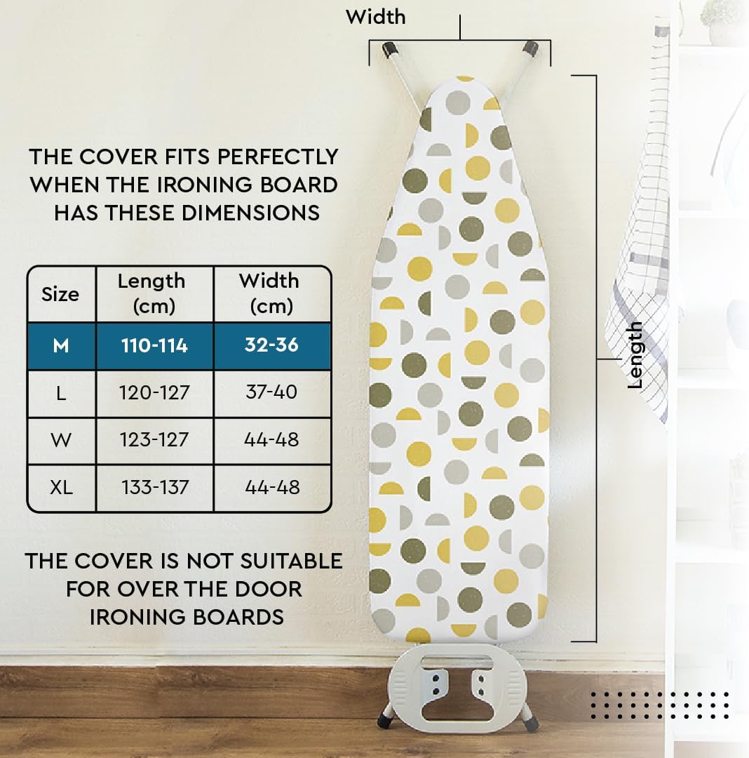 Encasa XO Ironing Board Cover and Pad 42"x14" - Thick 3mm Felt Padding, Drawstring Tightening &