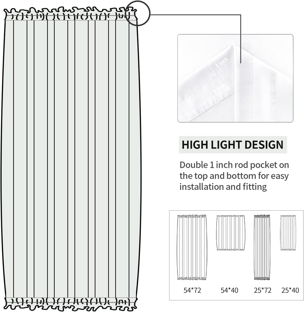 DWCN French Door Curtains – Rod Pocket Thermal Curtain for Doors with Glass Window, Kitchen and