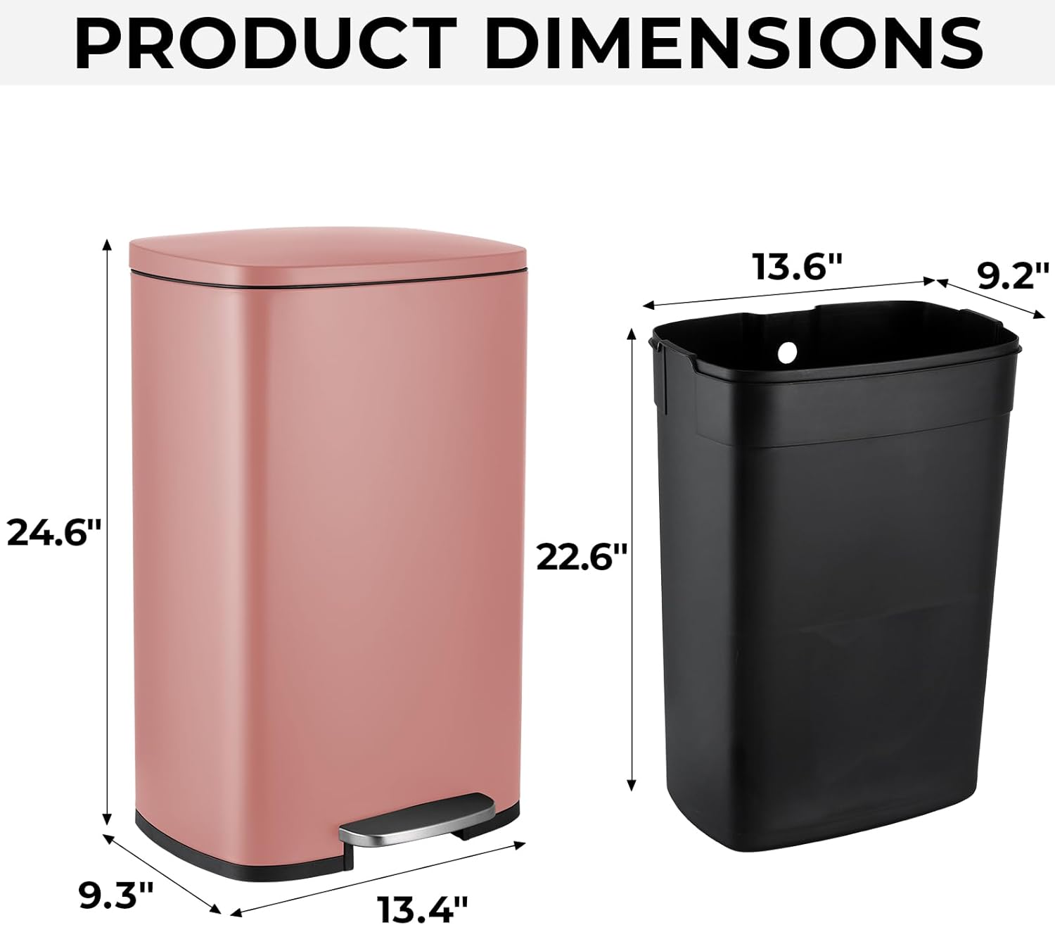 8 Gal Kitchen Trash Can, 30L Recycling or Garbage Bin, Brushed Stainless Steel Waste Basket