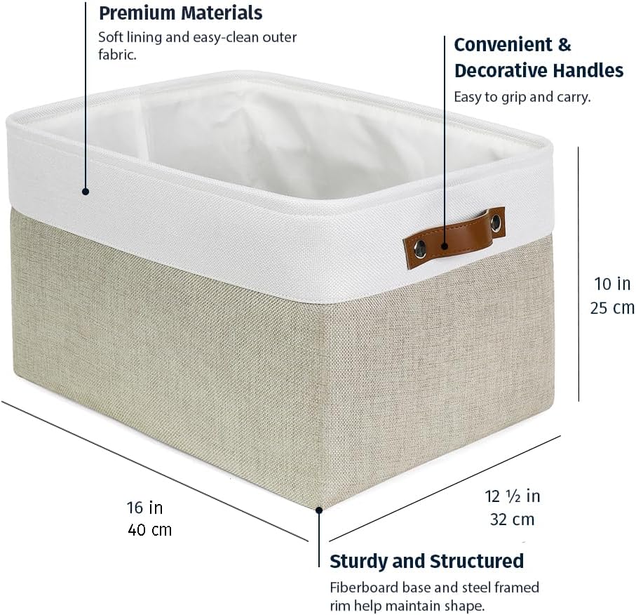 OrganiHaus Extra Large Fabric Storage Bins for Shelves 16x13in, Closet Storage Baskets for Shelf
