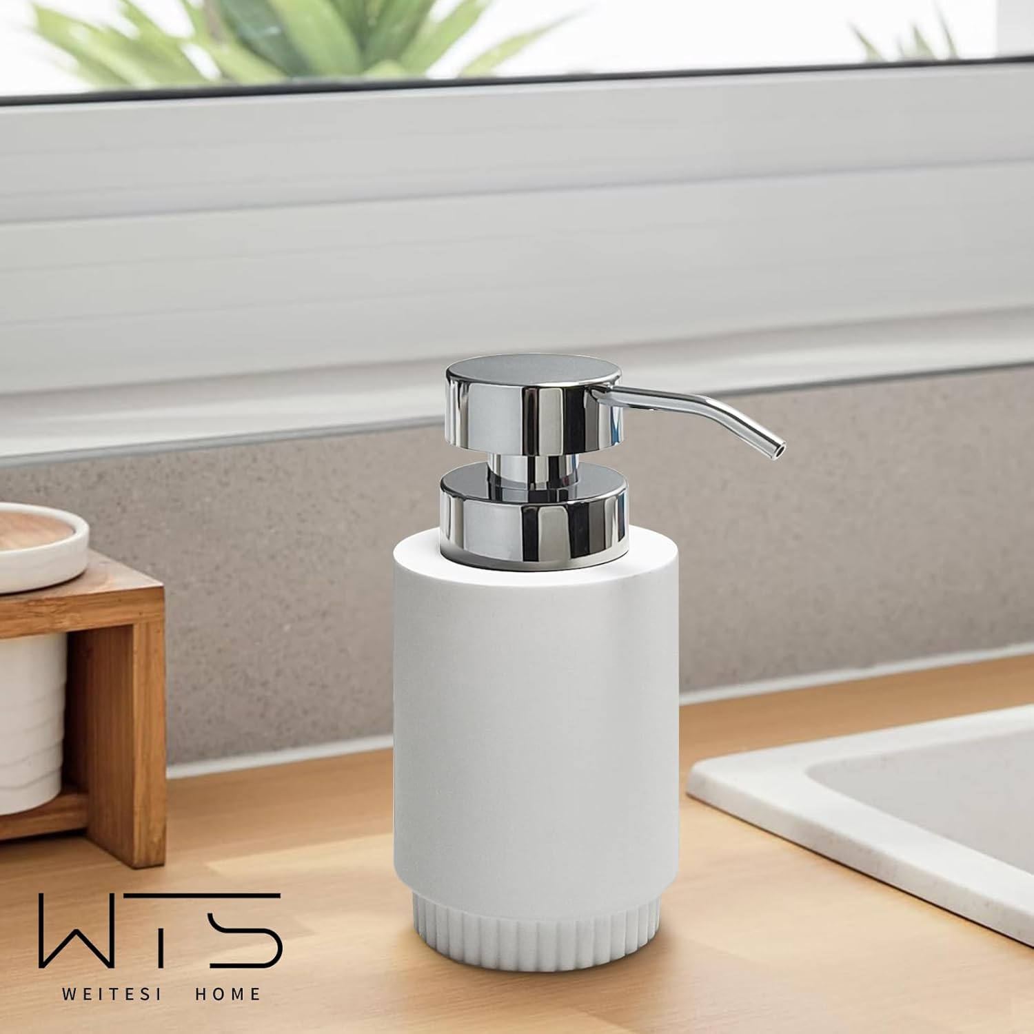 Resin Soap Dispenser for Bathroom, Hand Lotion Liquid Dispenser Easy-to-Press with Reusable Plastic