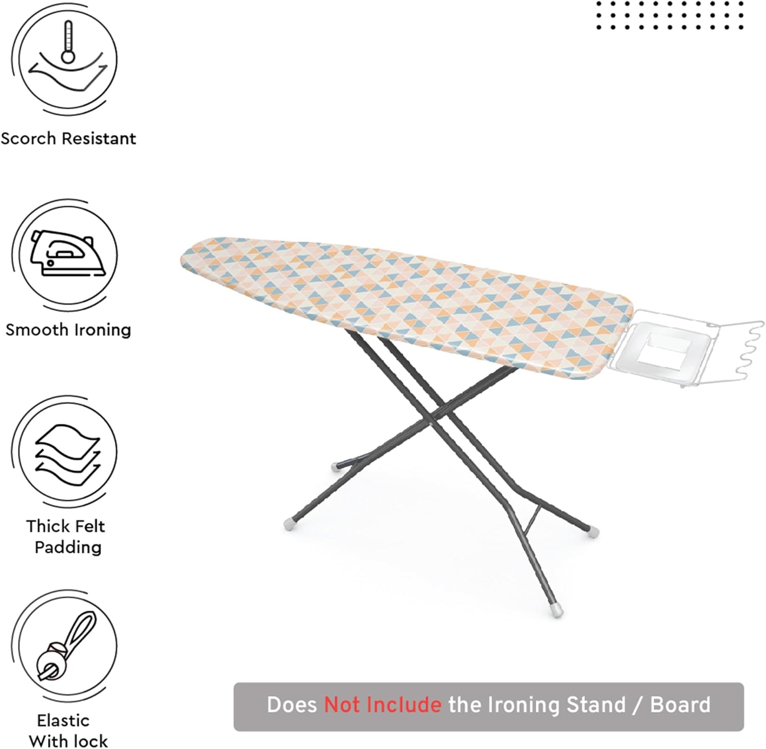 Encasa XO Ironing Board Cover and Pad - Thick 4mm Felt, Heat & Scorch-Resistant, Fits Wide Boards