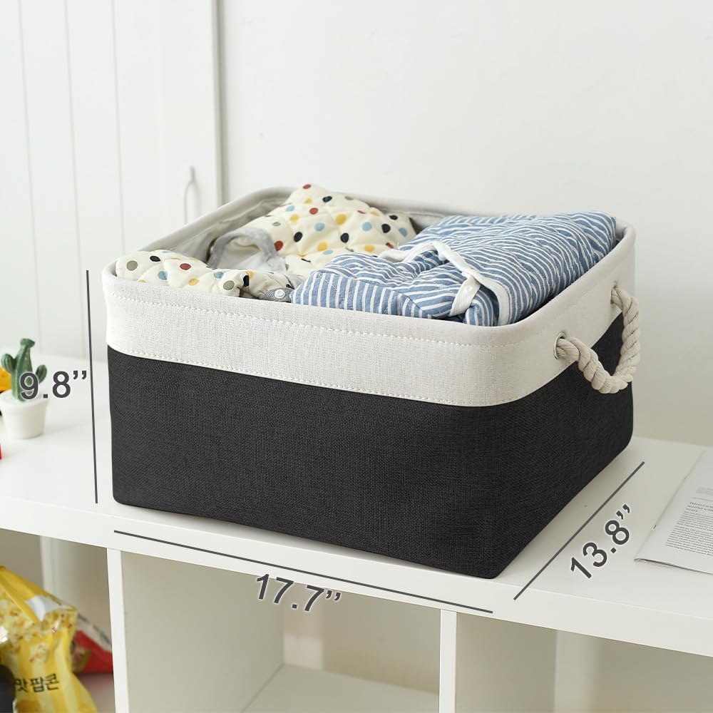 TheWarmHome Organization and Storage Basket for Organizing - Jumbo 3 Pack 17.7x13.8x9.7 inch Fabric
