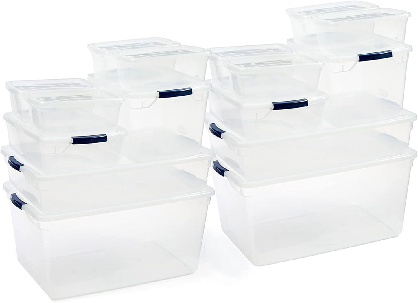 Rubbermaid Cleverstore Clear Dorm Variety 16-Pack, Made in USA, Stackable Large Clear Storage Bins