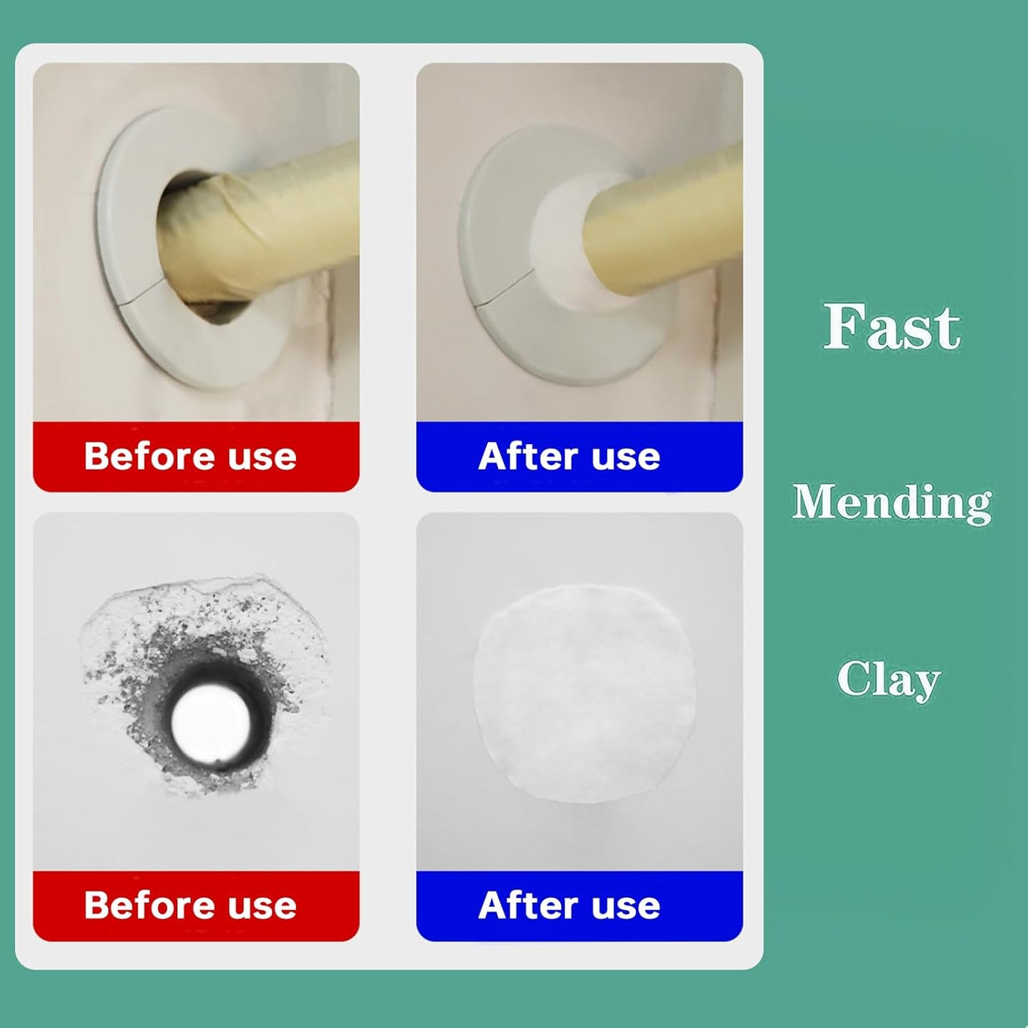 Pack of 4 White Seal Putty Waterproof Duct Seal Repair Sealing Clay, Quick Mending Mud for Drain