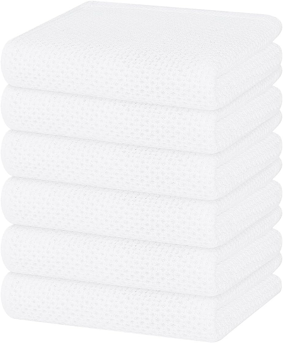 Homaxy 100% Cotton Waffle Weave Kitchen Dish Towels, Ultra Soft Absorbent Quick Drying Cleaning