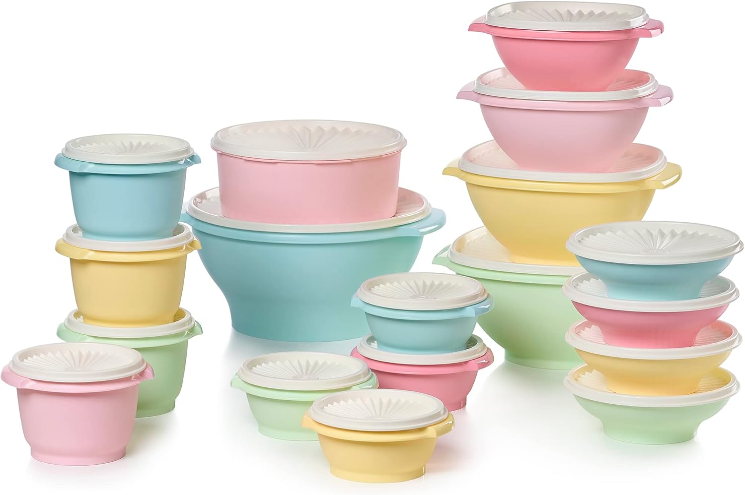 Tupperware Heritage Collection, 36 Piece Food Storage Container Set in Vintage Colors, Dishwasher