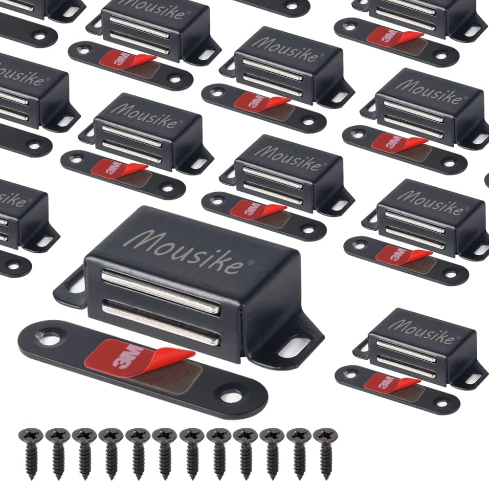 Mousike Cabinet Magnets 30lb Black Door Magnets with Strong Magnetic for Kitchen Cupboard Wardrobe