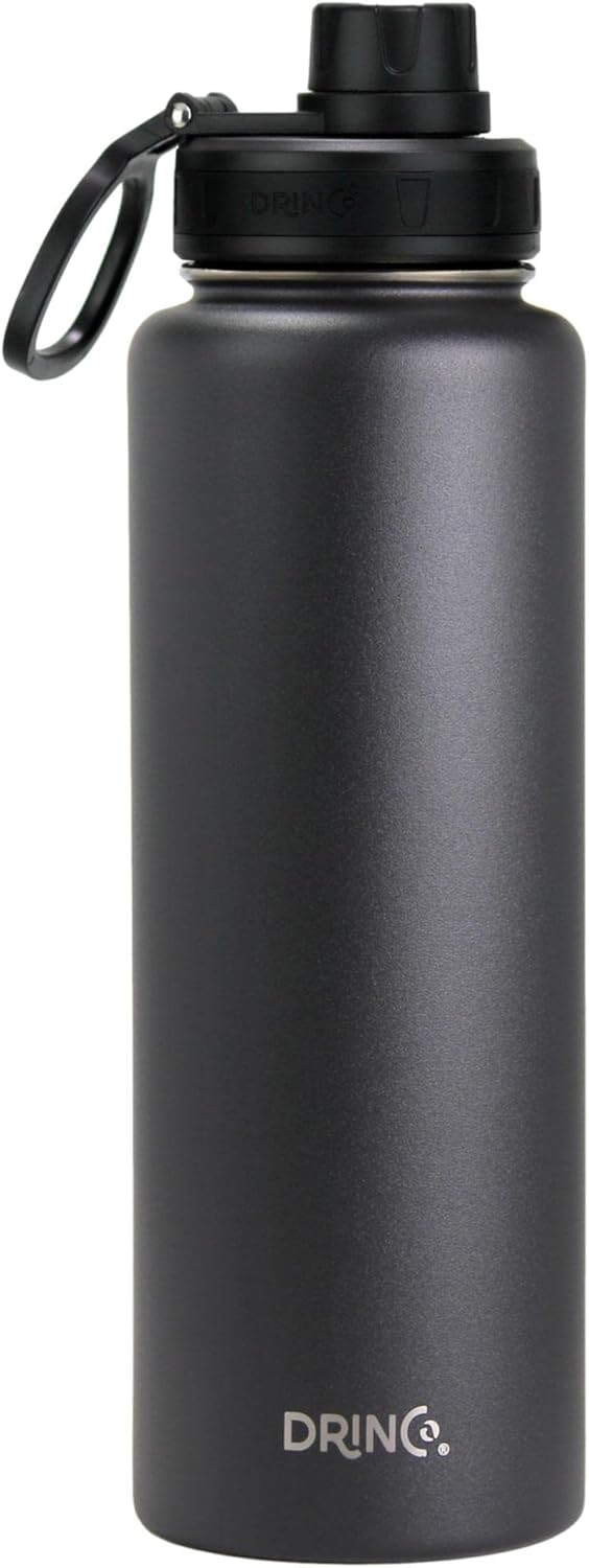 DRINCO Stainless Steel Water Bottle Spout Lid Vacuum Insulated Double Wall Water Bottles Wide Mouth
