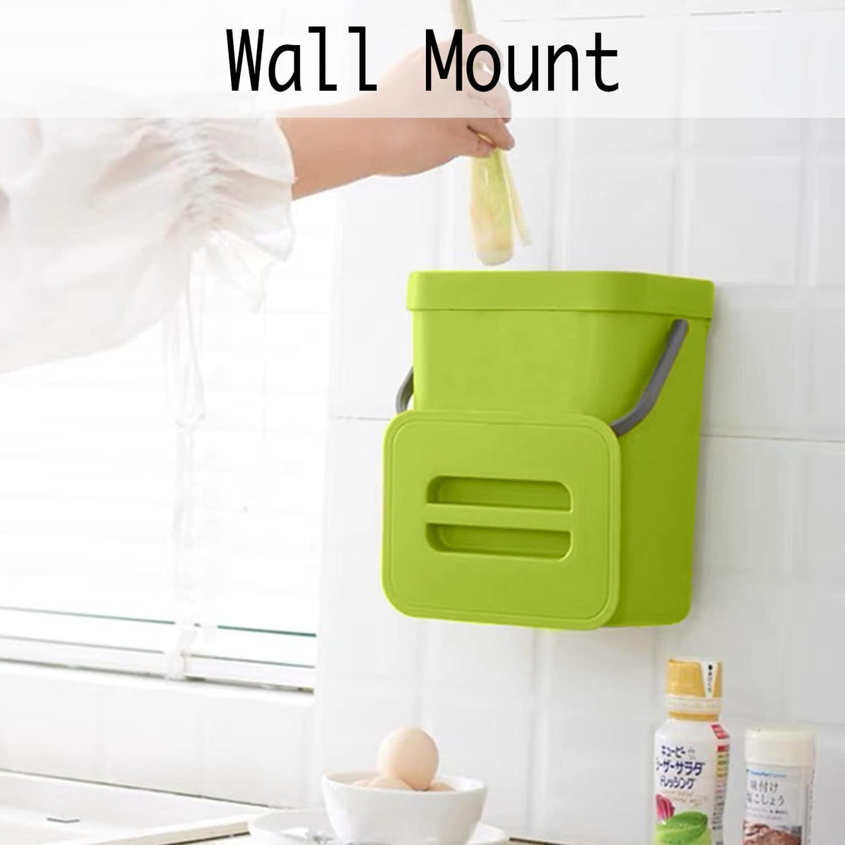 LALASTAR Small Plastic Trash Can, Hanging Small Trash Can with Lid Under Sink for Kitchen, Food