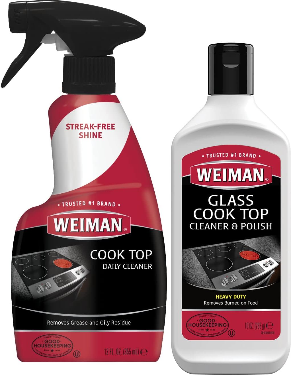 Weiman Ceramic and Glass Cooktop - 10 Ounce - Stove Top Daily Cleaner Kit - 12 Ounce - Glass