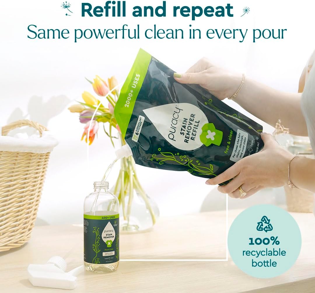 Puracy Stain Remover, Natural Based Travel and Laundry Stain Cleaner for Clothes, Baby Essentials