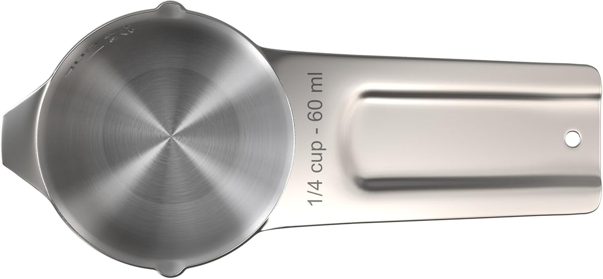 Color Up ¼ Cup Measuring Cup (60 ml) – Premium Chrome Stainless Steel, Accurate for Wet & Dry