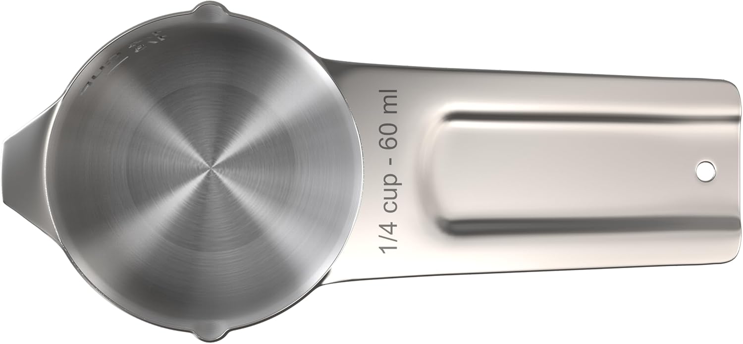 Color Up ¼ Cup Measuring Cup (60 ml) – Premium Chrome Stainless Steel, Accurate for Wet & Dry