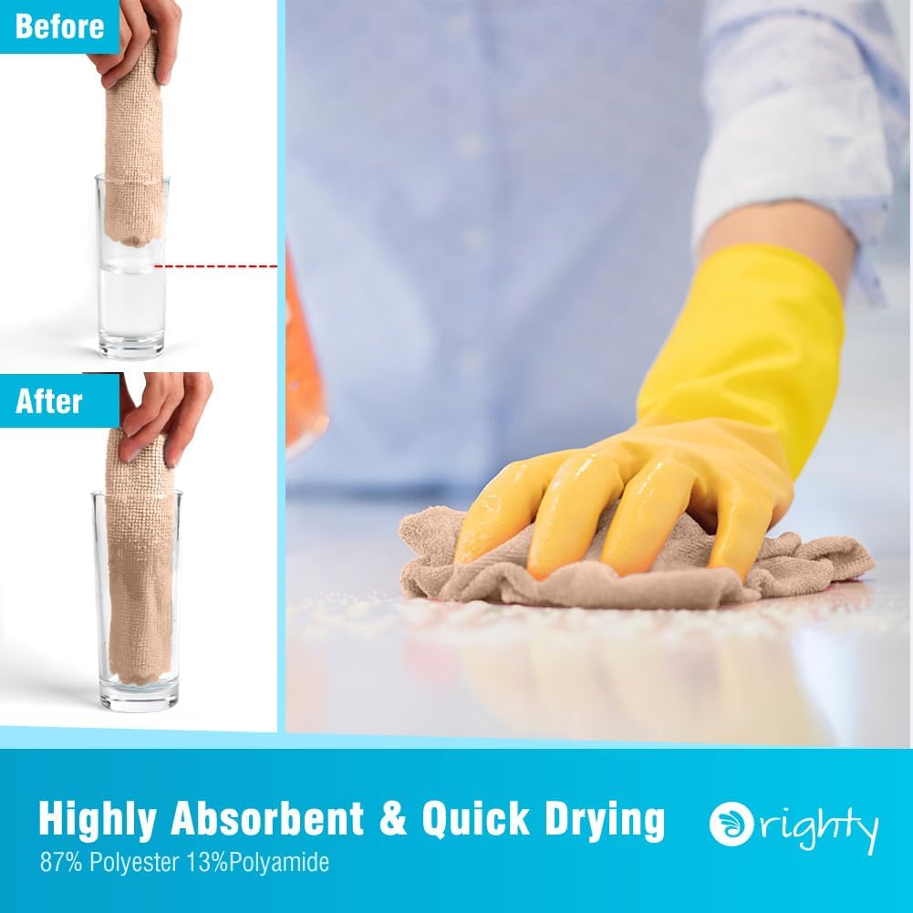 Orighty Microfiber Cleaning Cloth, 24 Pack Highly Absorbent Cleaning Supplies, Reusable Clean Rags