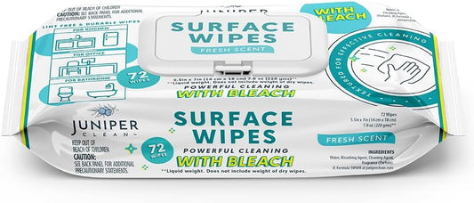 1 Pack Surface Wipes with Bleach, All-Purpose Cleaner for Bathroom, Kitchen, Office, 72 Count Soft