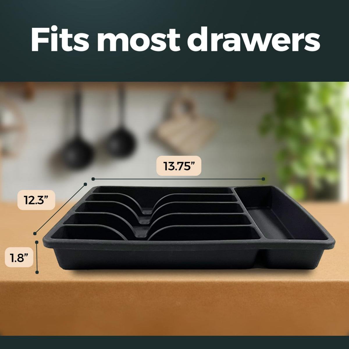 Silicone Silverware Drawer Organizer – Non-Slip Utensil Holder for Kitchen Drawers | Cutlery Tray