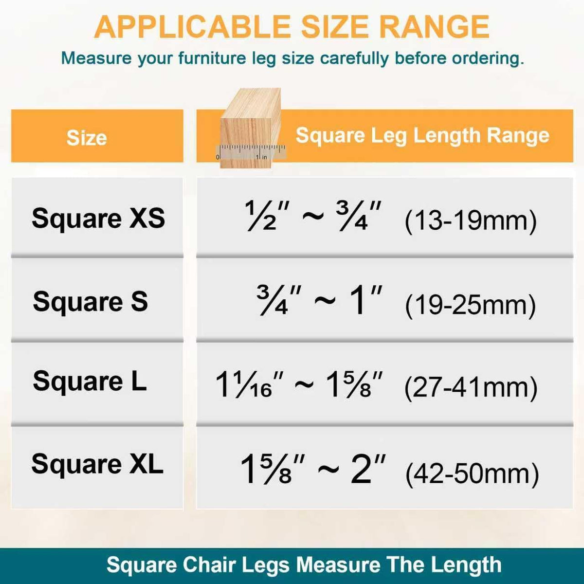 32 Pcs Square Chair Leg Protectors for Hardwood Floors,Felt Furniture Floor Protectors with