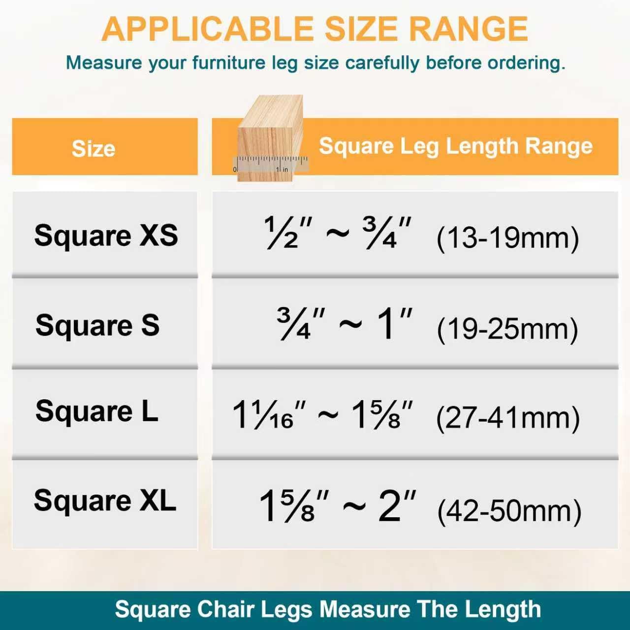 32 Pcs Square Chair Leg Protectors for Hardwood Floors,Felt Furniture Floor Protectors with